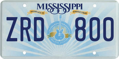 MS license plate ZRD800
