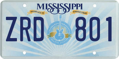 MS license plate ZRD801