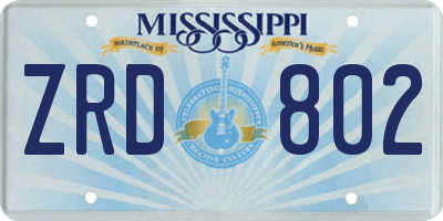 MS license plate ZRD802
