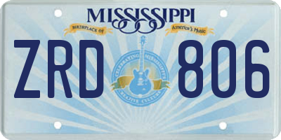 MS license plate ZRD806
