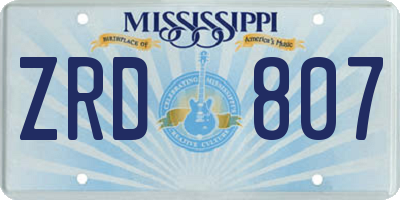 MS license plate ZRD807