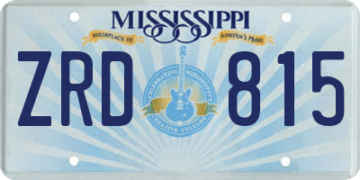 MS license plate ZRD815