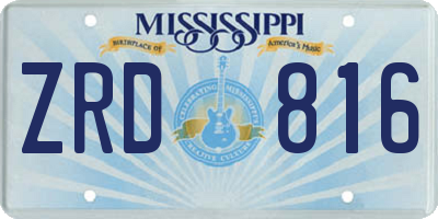 MS license plate ZRD816