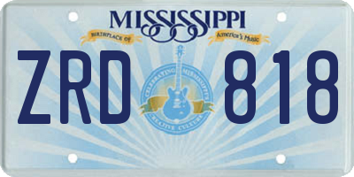 MS license plate ZRD818
