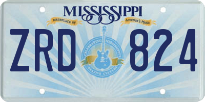 MS license plate ZRD824