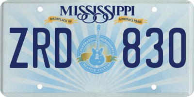 MS license plate ZRD830