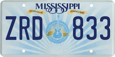 MS license plate ZRD833