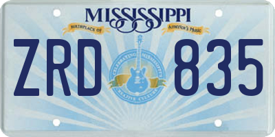 MS license plate ZRD835