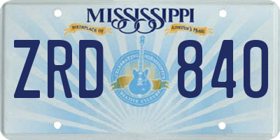 MS license plate ZRD840