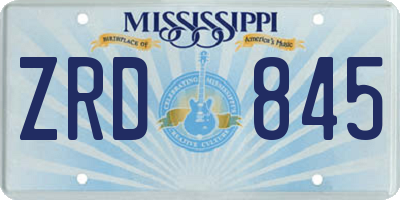 MS license plate ZRD845