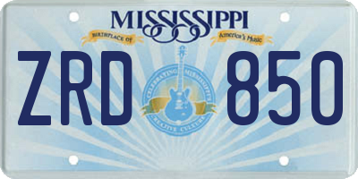MS license plate ZRD850