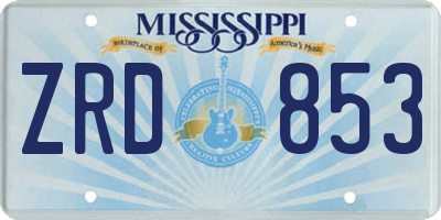MS license plate ZRD853