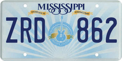 MS license plate ZRD862