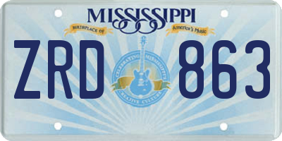 MS license plate ZRD863