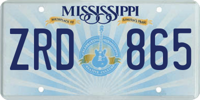 MS license plate ZRD865
