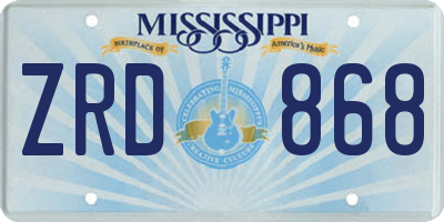 MS license plate ZRD868