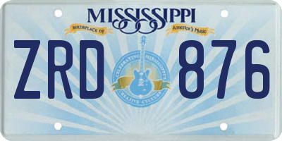 MS license plate ZRD876