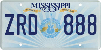 MS license plate ZRD888