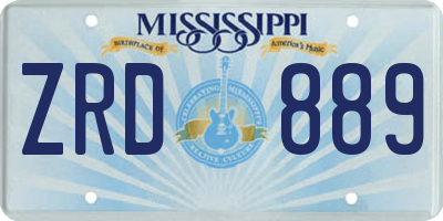 MS license plate ZRD889