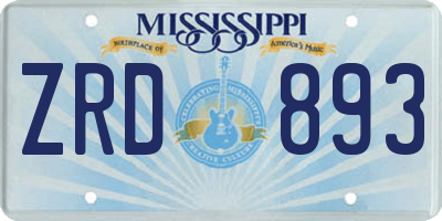 MS license plate ZRD893