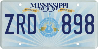MS license plate ZRD898