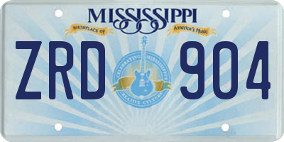 MS license plate ZRD904