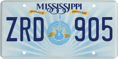 MS license plate ZRD905