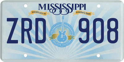 MS license plate ZRD908