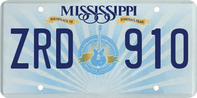 MS license plate ZRD910