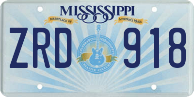 MS license plate ZRD918