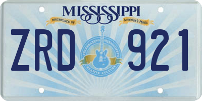 MS license plate ZRD921