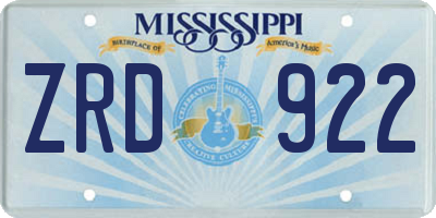 MS license plate ZRD922