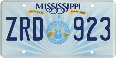 MS license plate ZRD923