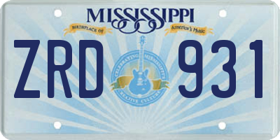 MS license plate ZRD931