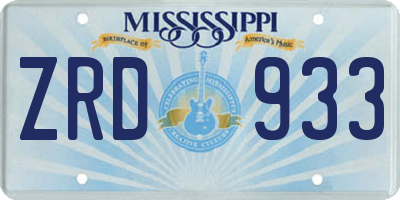 MS license plate ZRD933