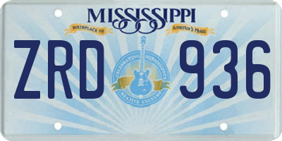 MS license plate ZRD936