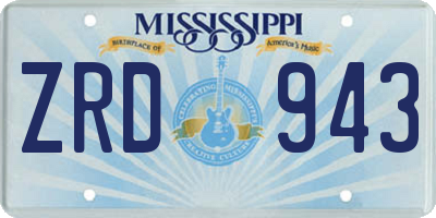 MS license plate ZRD943