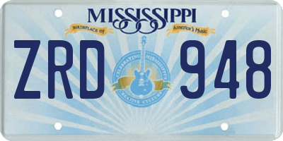 MS license plate ZRD948