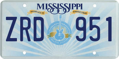 MS license plate ZRD951