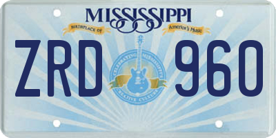 MS license plate ZRD960