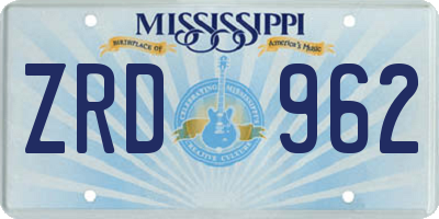 MS license plate ZRD962