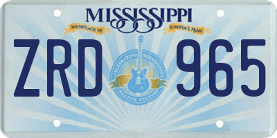 MS license plate ZRD965