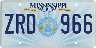 MS license plate ZRD966