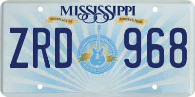 MS license plate ZRD968
