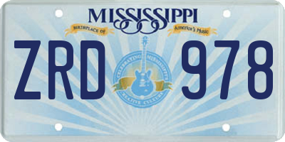 MS license plate ZRD978