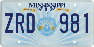 MS license plate ZRD981