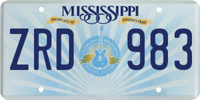 MS license plate ZRD983