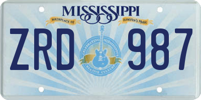MS license plate ZRD987
