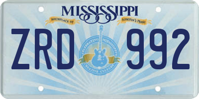 MS license plate ZRD992