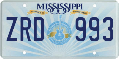 MS license plate ZRD993